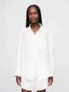 Gap Crinkle Gauze Button-down Shirt In Off White