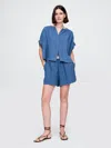Gap Crinkle Gauze Denim Easy Shorts In Medium Indigo