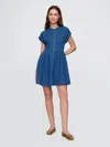 Gap Crinkle Gauze Denim Mini Shirtdress