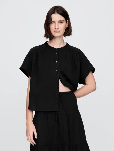 Gap Crinkle Gauze Dolman Shirt In Black