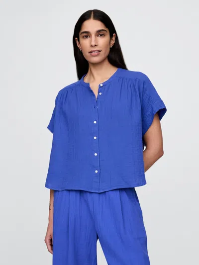 Gap Crinkle Gauze Dolman Shirt In Dazzling Blue
