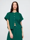 Gap Crinkle Gauze Dolman Shirt In Rain Forest Green