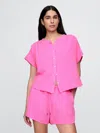 Gap Crinkle Gauze Dolman Shirt In Standout Pink