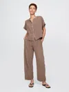 Gap Crinkle Gauze Easy Barrel Pants In Arrow Brown