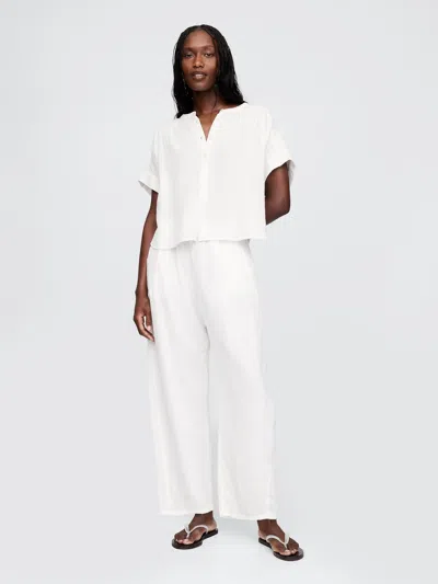 Gap Crinkle Gauze Easy Barrel Pants In Off White