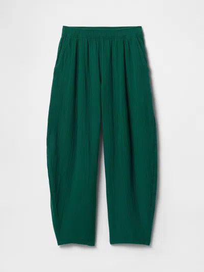 Gap Crinkle Gauze Easy Barrel Pants In Rain Forest Green