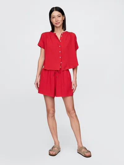 Gap Crinkle Gauze Easy Shorts In Red