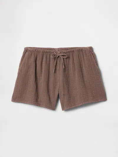 Gap Crinkle Gauze Easy Shorts In Arrow Brown