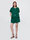 Gap Crinkle Gauze Easy Shorts In Rain Forest Green