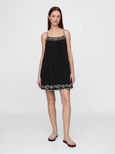 Gap Crinkle Gauze Embroidered Swing Dress