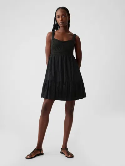 Gap Crinkle Gauze Mini Dress In Black