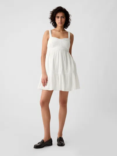 Gap Crinkle Gauze Mini Dress In Off White