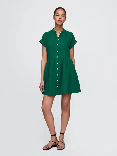 Gap Crinkle Gauze Mini Shirtdress