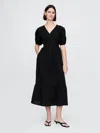 Gap Crinkle Gauze Open-back Midi Dress In Black