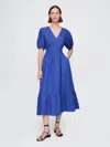 Gap Crinkle Gauze Open-back Midi Dress In Dazzling Blue