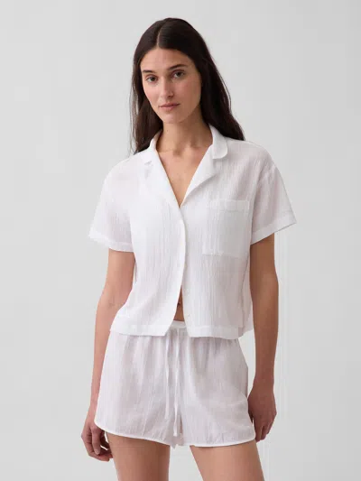 Gap Crinkle Gauze Oversized Pj Shirt In White
