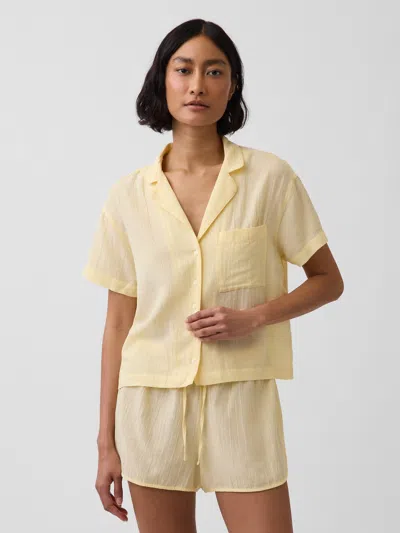 Gap Crinkle Gauze Oversized Pj Shirt In Yellow