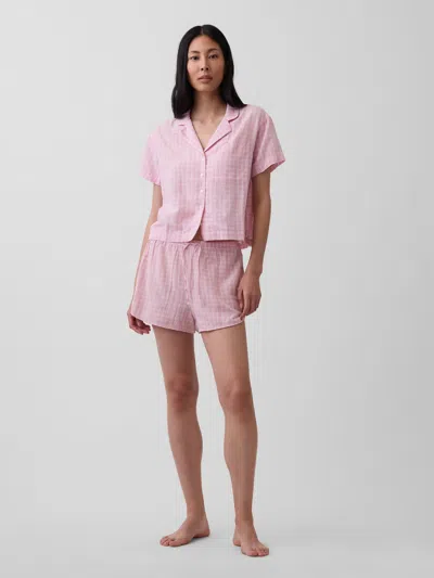 Gap Crinkle Gauze Pj Shorts In Pink