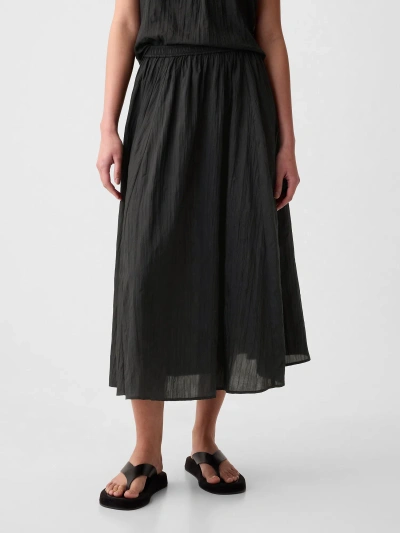 Gap Crinkle Gauze Pull-on Midi Skirt In Black