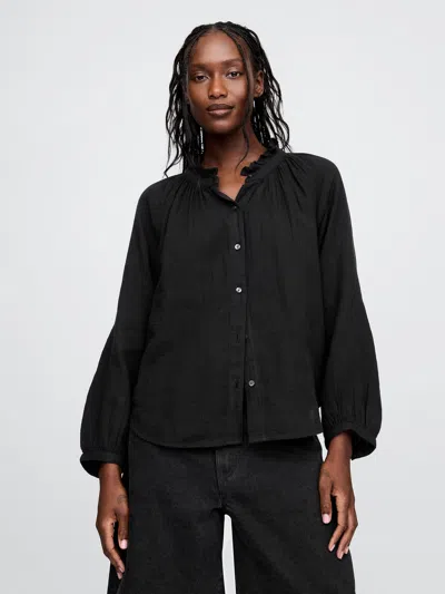 Gap Crinkle Gauze Shirt In Black