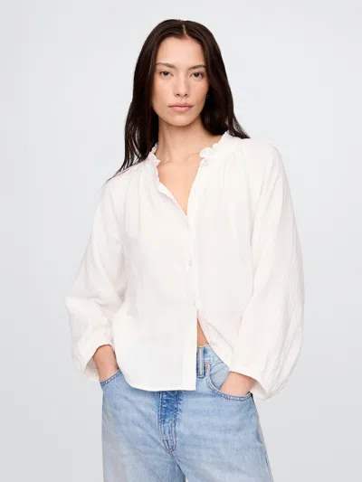 Gap Crinkle Gauze Shirt In Off White
