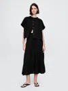 Gap Crinkle Gauze Tiered Maxi Skirt In Black