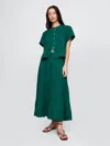 Gap Crinkle Gauze Tiered Maxi Skirt In Rain Forest Green