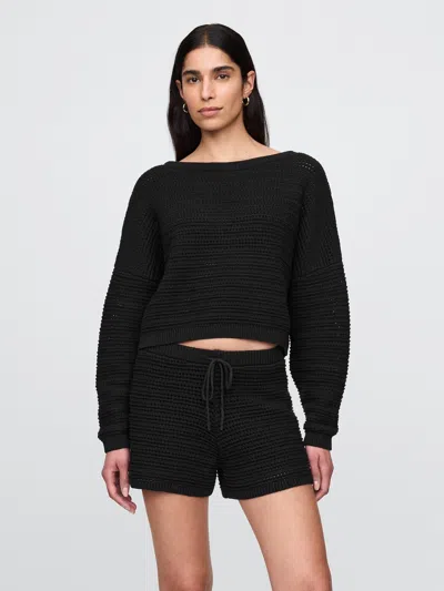 Gap Crochet Cropped Boatneck Sweater
