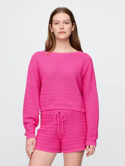 Gap Crochet Cropped Boatneck Sweater