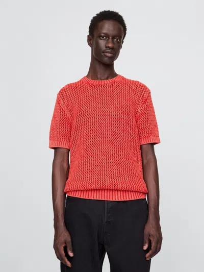Gap Crochet Mesh Crewneck T-shirt In Tomato Sauce
