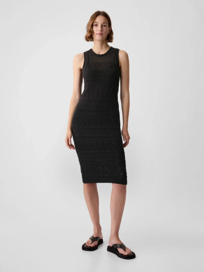 Gap Crochet Midi Dress In Moonless Night