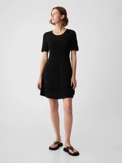 Gap Crochet Mini Dress In Black