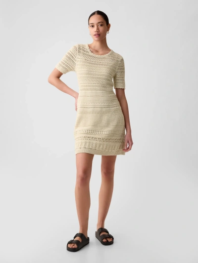Gap Crochet Mini Dress In Chino Beige