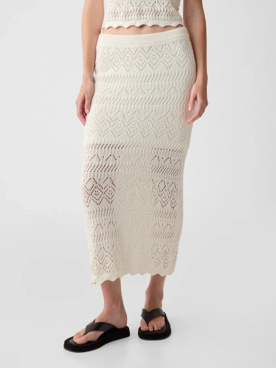 Gap Crochet Pull-on Midi Skirt In Off White