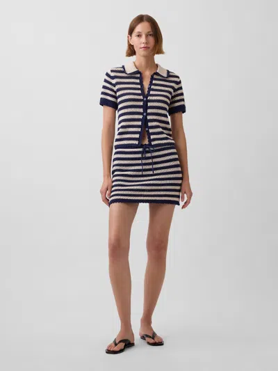 Gap Crochet Stripe Easy Mini Skort In Blue