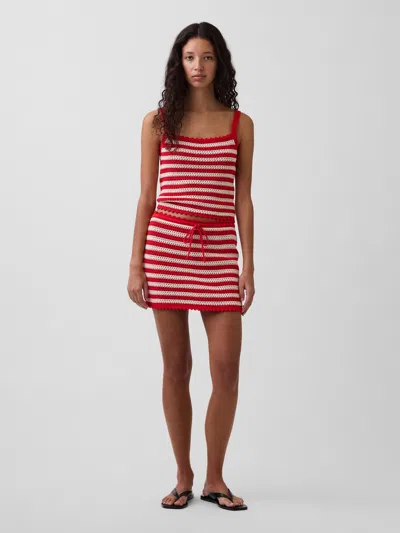 Gap Crochet Stripe Easy Mini Skort In Red