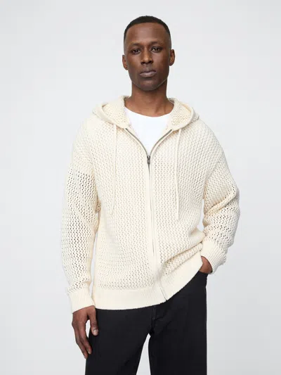Gap Crochet Zip Hoodie In Ivory Frost