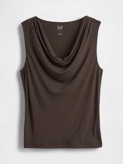 Gap Cropped Cowl-neck Tank Top In Brown