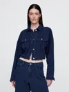 Gap Cropped Denim Jacket In Blue Indigo