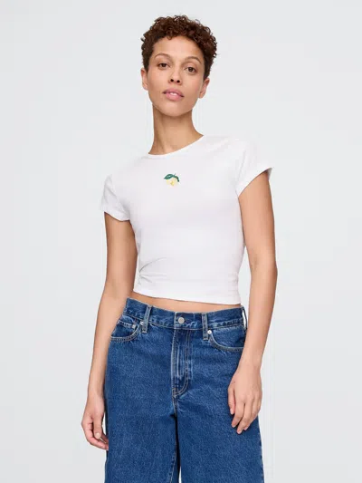 Gap Cropped Graphic T-shirt In Fresh White