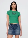 Gap Cropped Graphic T-shirt In Irish Clover Green
