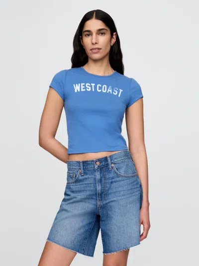 Gap Cropped Graphic T-shirt In Peninsula Blue