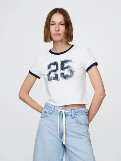 Gap Cropped Graphic T-shirt In White