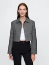 Gap Cropped Herringbone Jacket In Grey Herringbone