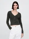 Gap Cropped Plaited Rib Cardigan In Black