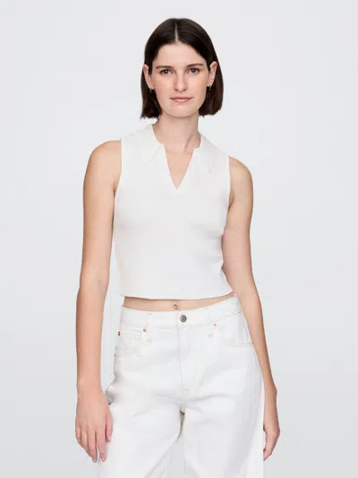 Gap Cropped Rib Sweater Tank In Off White