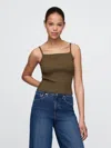 Gap Cropped Rib Tank Top In Bracken Olive Green