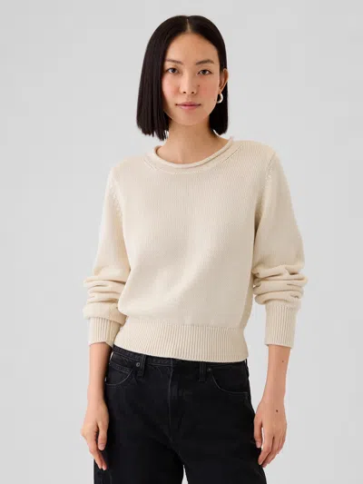 Gap Cropped Rollneck Sweater In Cream Beige