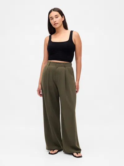 Gap Curvy 365 High Rise Pleated Trousers In Green