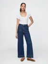Gap Curvy High Rise Stride Wide-leg Ankle Jeans In Dark Wash